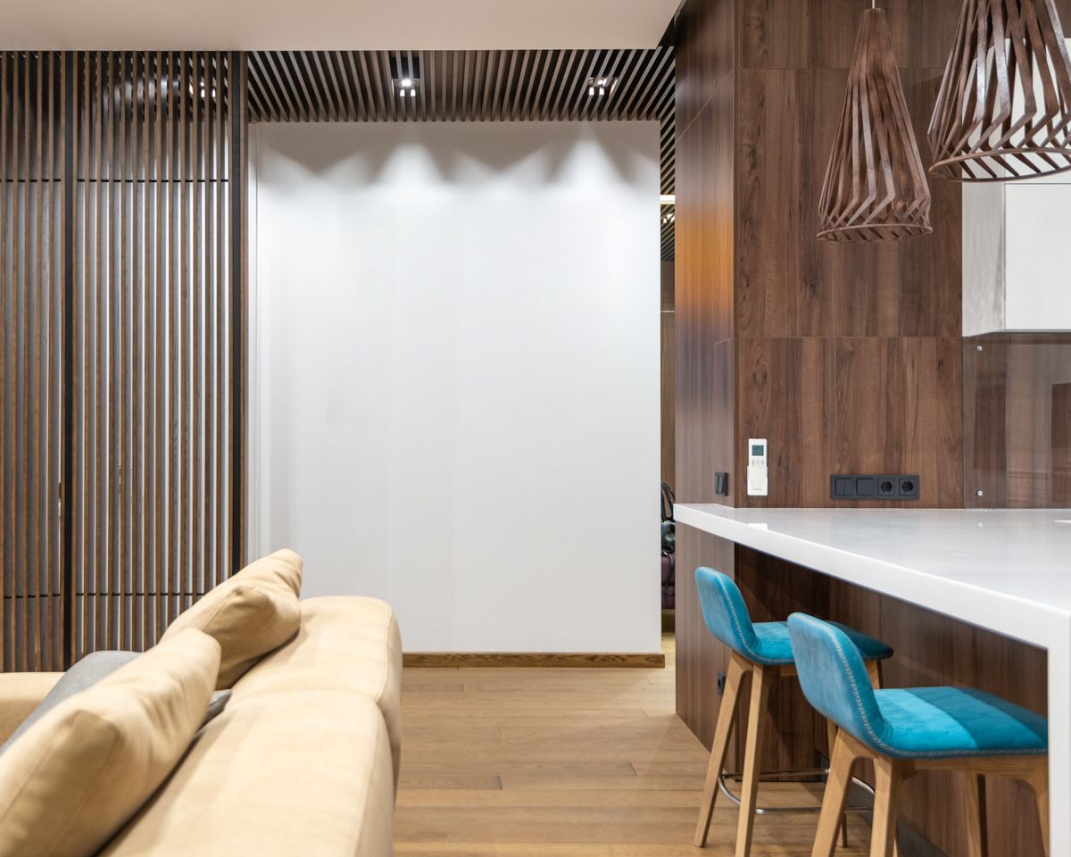 Slatted room divider in progress
