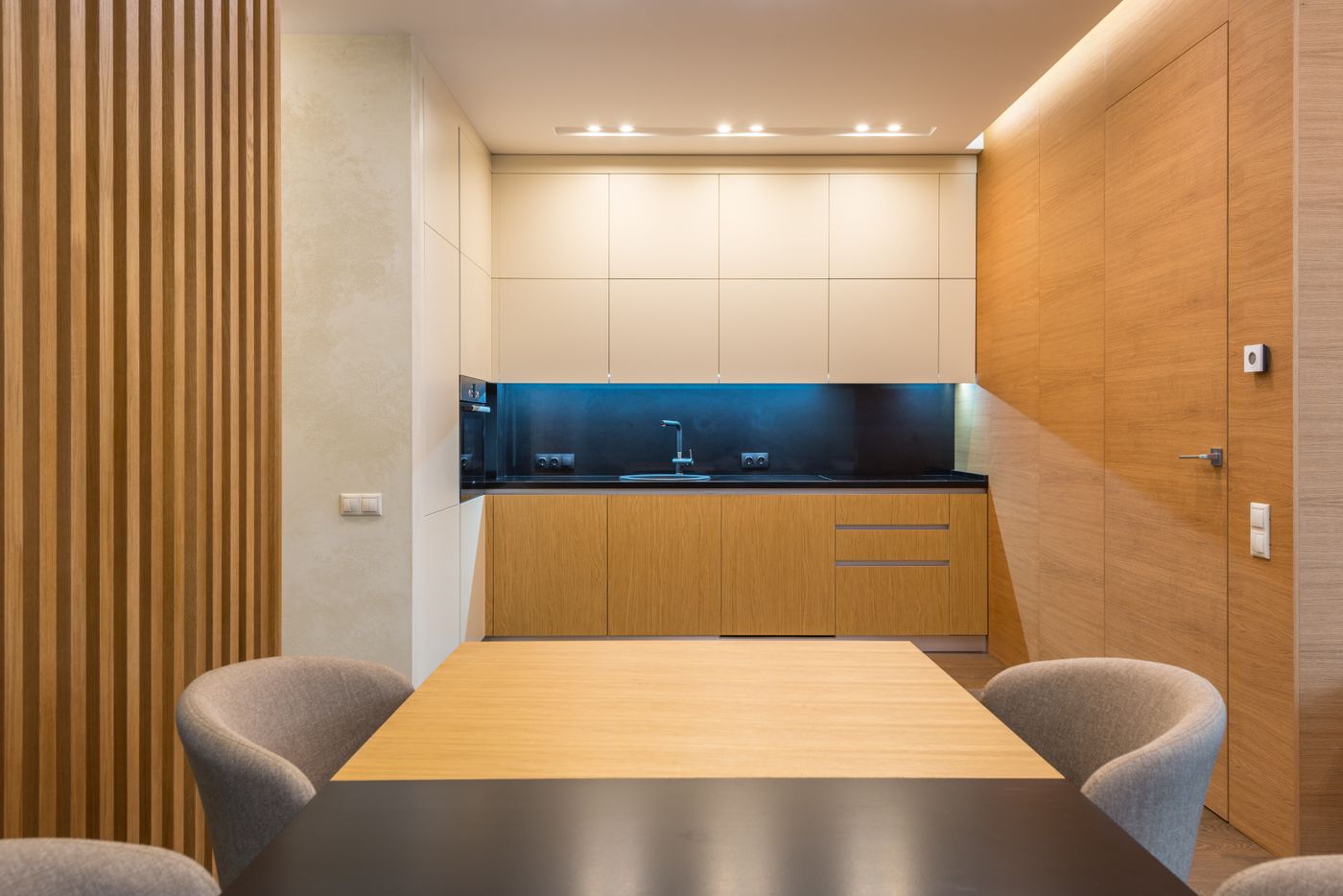 Slatted timber wall panelling